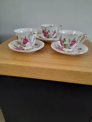 Buy X3 Vintage Royal Stafford Bone China  First Love  Tea Cups & Saucers VGC • 10.99£