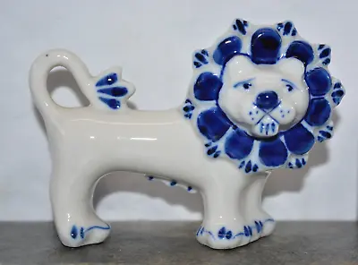 Buy USSR Gzhel Porcelain Blue & White : LION • 9.99£