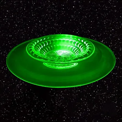 Buy Large Uranium Glass Bowl Honeycomb Pattern Green Depression Glass Console Dish • 83.22£