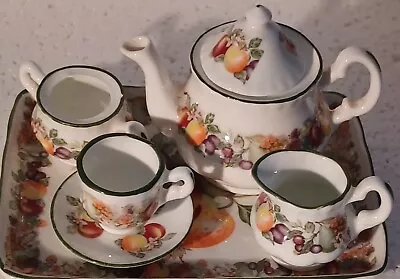 Buy Miniature Regal Collection China Tea Set On Tray Fruit Design • 9.99£