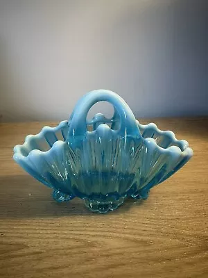 Buy Davidson Victorian Blue Pearline Glass 'Brideshead' Basket Bowl • 5£