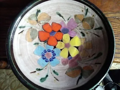 Buy Vintage Portuguese Pottery, Shallow Bowl Decorated With Flowers. • 24£