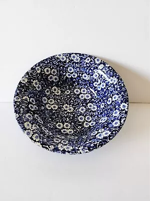 Buy Vintage Calico Blue & White Floral Ironstone Serving Pasta Bowl 8 1/2 In. • 25.07£