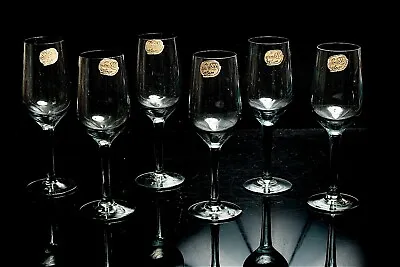 Buy Set Of Six Gold Labelled Bohemian Smoke Crystal Sherry Tequila Glasses 70s • 35£