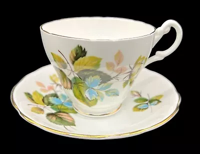 Buy Vintage Royal Ascot Bone China Tea Cup Saucer Set Floral Leaves Made In England • 11.39£