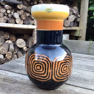 Buy Vintage Swedish Drejar Gruppen Rorstrand Orange Yellow Brown Geometric Vase 1974 • 75£