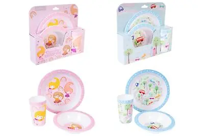 Buy Fairy Town Pink Blue Children's Kid's Dinner Set Plate Bowl Cup Tea Time Picnic • 10.99£