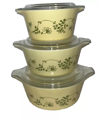 Buy Vintage Pyrex Shenandoah 3 Dish Covered Casserole Bowl Set With Lids 473 474 475 • 85.24£