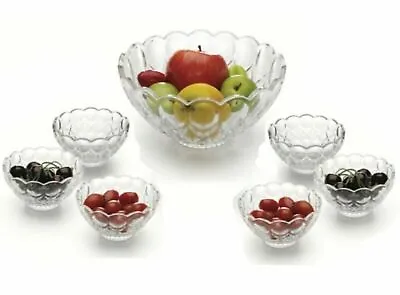 Buy 7Pcs Glass Dessert Bowl Set Trifle Fruit Pudding Sweet Round Bowls Serving Dish • 18.99£