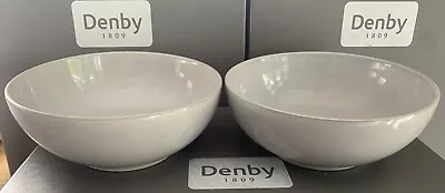 Buy 2 Denby Intro Stone White Cereal  Bowls 6.5 Inches • 21.99£