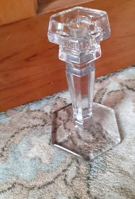 Buy Vintage Clear Heavy Polished Chrystal Glass Candle Stick  • 9£