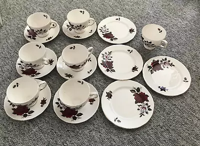 Buy Coclough Bone China Tea Set Red Roses Amoretta 6 Cups And Saucer 4 Side Plates • 14£