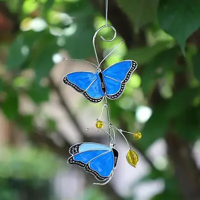 Buy Loviver Stained Glass Butterfly Windows Glass Hangings Garden Decoration • 8.69£