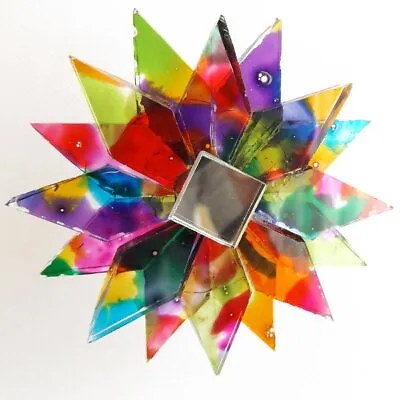 Buy Multi Coloured Glass Hanging Mobile Mirror Suncatcher Star Sun Chime Mandala • 8.09£