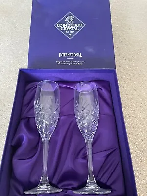Buy New In Box Edinburgh Crystal Champagne Glasses • 49.99£