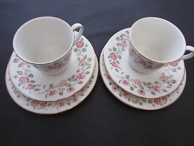 Buy TWO Royal Doulton Trio's Cup/Saucer/Plate  Woodland Rose - Excellent Condition • 16.99£