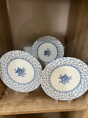 Buy Royal Victoria Rose Bouquet Side Plates  Ironstone Blue & White • 15£