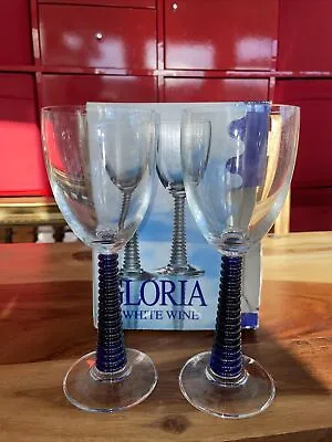 Buy GLORIA COBALT BLUE SPIRAL STEM WINE GLASSES X 2 • 20£