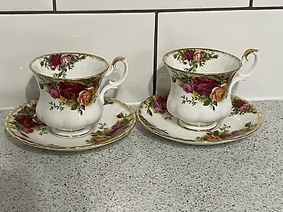 Buy ROYAL ALBERT FINE BONE CHINA OLD COUNTRY ROSES CUPS & SAUCERS X 2 • 22.99£