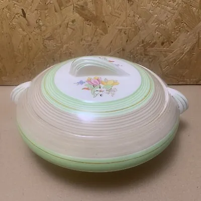 Buy Vintage Tams Ware Art Deco Tureen Dish Hand Painted Green Brown Stripe & Floral • 9.99£