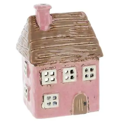 Buy Shudehill Giftware Village Pottery Pink Thatch House Tealight Holder 335632 • 15.50£