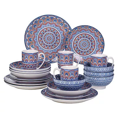 Buy Vancasso MANDALA Turquoise Dinner Set Porcelain Bohemian Plate Bowls Tableware  • 21.99£