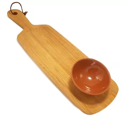 Buy Jamie Oliver JME Home Oak Wooden Handled Serving Tray & Terractta Dipping Dish • 19.17£