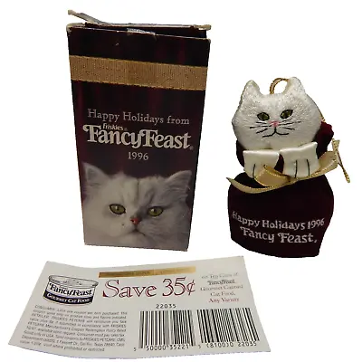 Buy Christmas Ornament Cat In Velvet Bag Fancy Feast 1996 • 11.51£