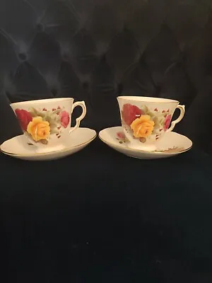 Buy Vintage Queen Anne Bone China  2 Tea Cup And Saucers • 20£