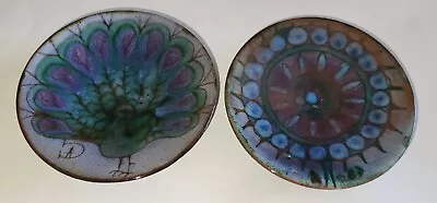 Buy Two Chelsea Pottery Peacock Design Dishes Plaques • 19.99£