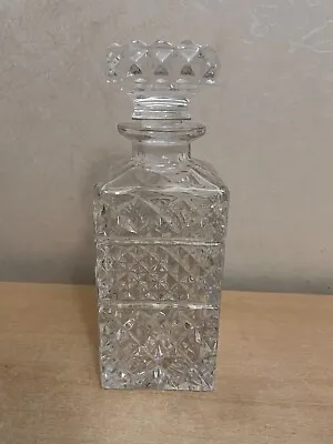 Buy Vintage  Crystal Cut Square  Glass Decanter Heavy Great Condition • 9.99£