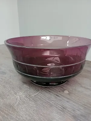 Buy Amethyst Acid Etched Glass Bowl C. 1930's Cranberry Glass? • 12.99£
