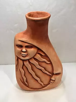 Buy Moon & Sun Orange Clay Terra Cotta Vase • 75.98£