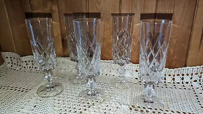 Buy 4 (+1) Royal Sefton Hand Cut Lead Crystal Champagne Flutes By R.C.R. Italy - VGC • 15£