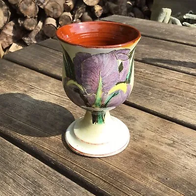 Buy Vintage Studio Pottery Floral Design Goblet Cup Signed By Su Bradley • 14.40£