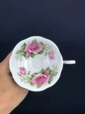 Buy Vintage Queens Ebony Pattern Bone China Pink Rose Cup  • 12£