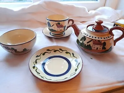 Buy Devon Motto Ware Tea Set For One 5 Pieces Vintage? • 9.99£
