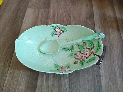 Buy Carlton Ware Apple Blossom Design Green Large Oval Bowl And Spoon. 1938/40. • 19.90£