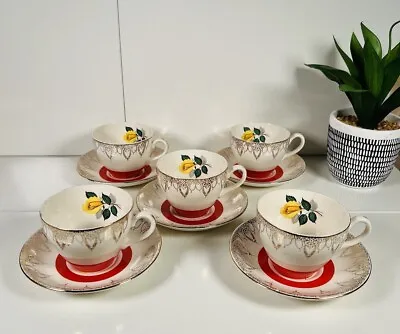 Buy Set Of 5 Vintage Retro Midwinter Staffordshire Bone China Tea Set Cup & Saucers • 70£