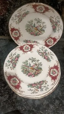 Buy Foley Broadway Dark Red China Side Plates X 4 With Birds Trees & Flowers • 35£