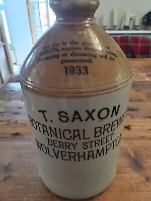 Buy Vintage Beer Flagon Stoneware T. Saxon Botanical Brewery Wolverhampton 1933 • 34.99£