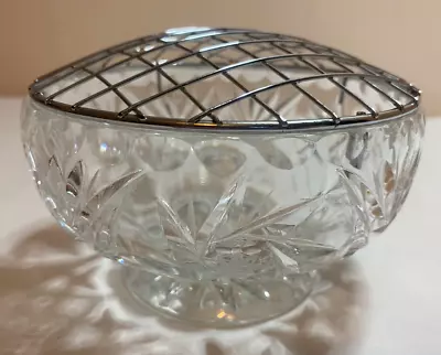 Buy Beautiful Crystal Rose Bowl With Chrome Mesh Lid Collectable • 7£