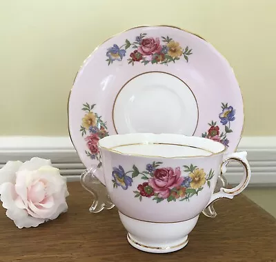 Buy Pink With Roses & Flowers Bone China Teacup & Saucer By Colclough Of England • 23.05£
