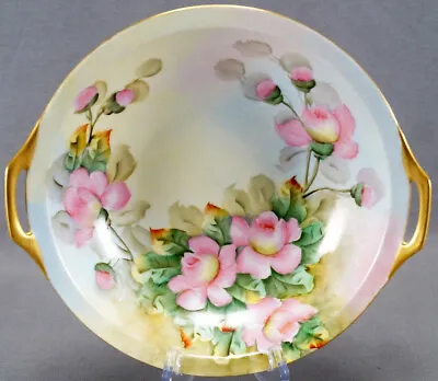 Buy Thomas Bavaria Hand Painted Signed Wendal Pink Roses Large Bowl C. 1908 - 1939 • 81.64£