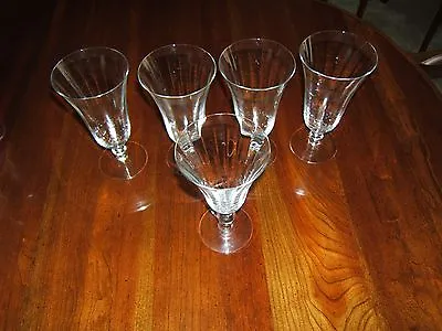 Buy ~ Vintage Lot Of 5 Drinking Crystal Clear Drinking Glassware 7 Tall ~  • 38.43£