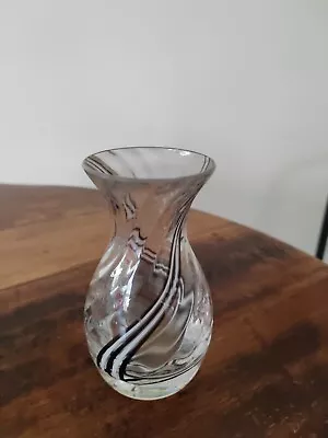 Buy Caithness Glass Vase With Black And White Swirl. 4.5 Inches • 2.50£