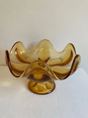 Buy Vintage 7” Amber Glass Pedestal Bowl EUC • 22.09£