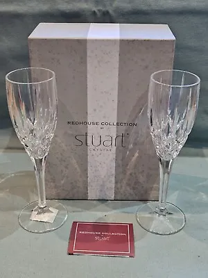 Buy Redhouse Stuart Lead Crystal Pair (2) Hampton Champagne Flutes Boxed Labels GC • 29.99£