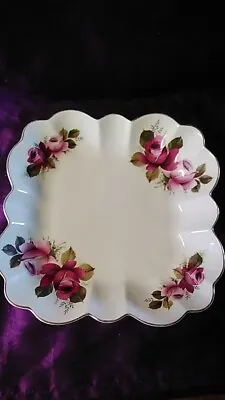 Buy James Kent Old Foley Purple Rose Pattern square Scallop Edged Serving Dish Plate • 6£