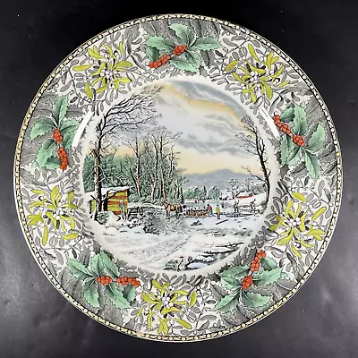 Buy Vtg Adams WINTER IN THE COUNTRY Ice Harvest 10-1/2  Dinner Plate Scenes Currier • 76.84£